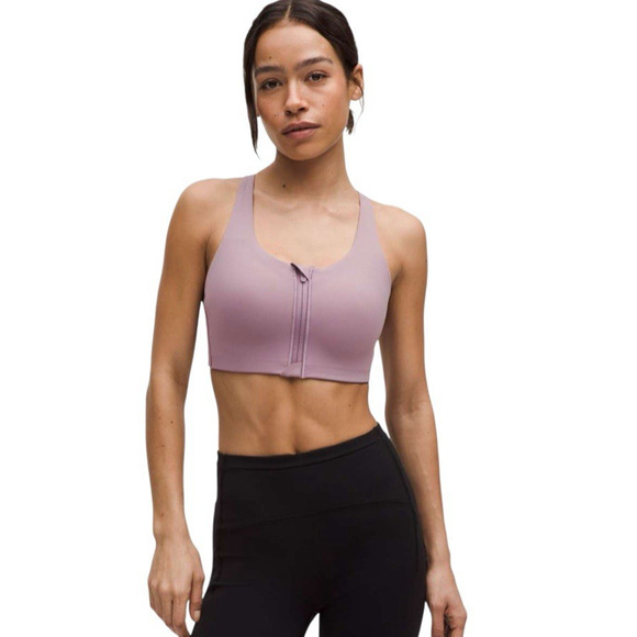 Lululemon Energy Sports Bra High Support Size 38C Zip Front‎ Lavender Crossback - Picture 1 of 11